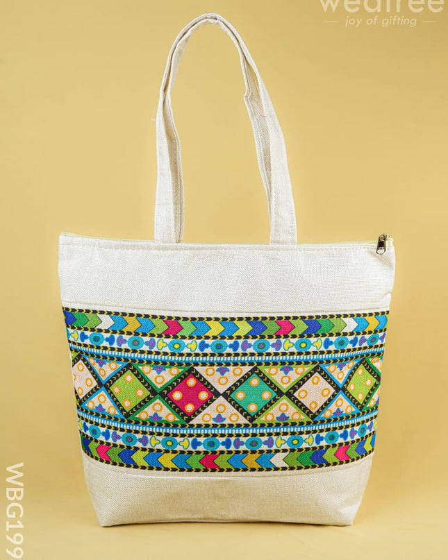 Printed Jute Bag - 13x11 inch - WBG1994 - Hand Bags