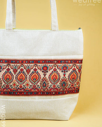 Printed Jute Bag - 13x11 inch - WBG1994 - Hand Bags
