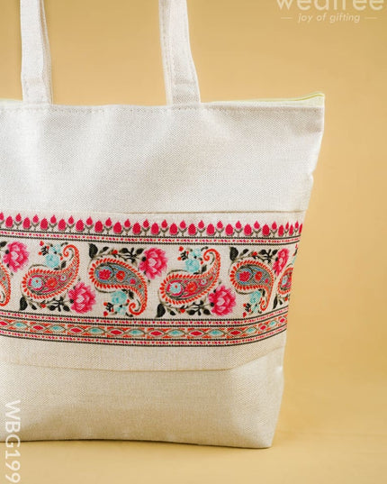 Printed Jute Bag - 13x11 inch - WBG1994 - Hand Bags