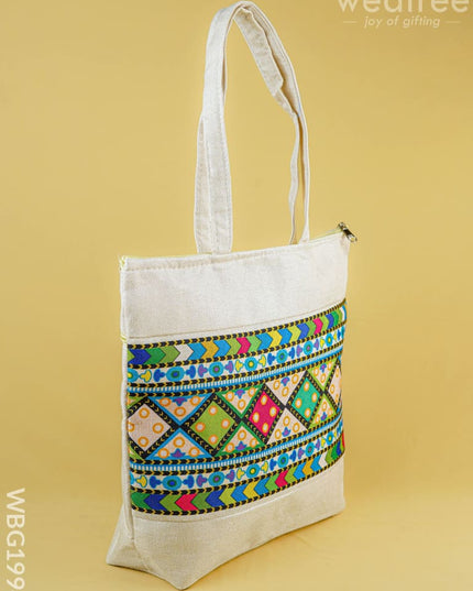 Printed Jute Bag - 13x11 inch - WBG1994 - Hand Bags