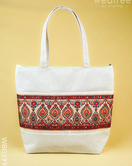 Printed Jute Bag - 13x11 inch - WBG1994 - Hand Bags