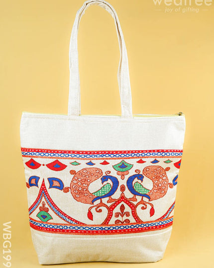Printed Jute Bag - 13x11 inch - WBG1994 - Hand Bags