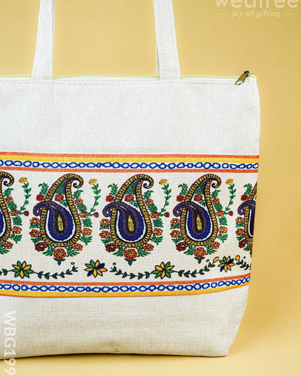 Printed Jute Bag - 13x11 inch - WBG1994 - Hand Bags