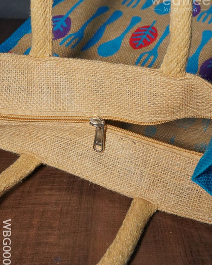 Printed Jute Bag With Zipper - Wbg0008 Bags