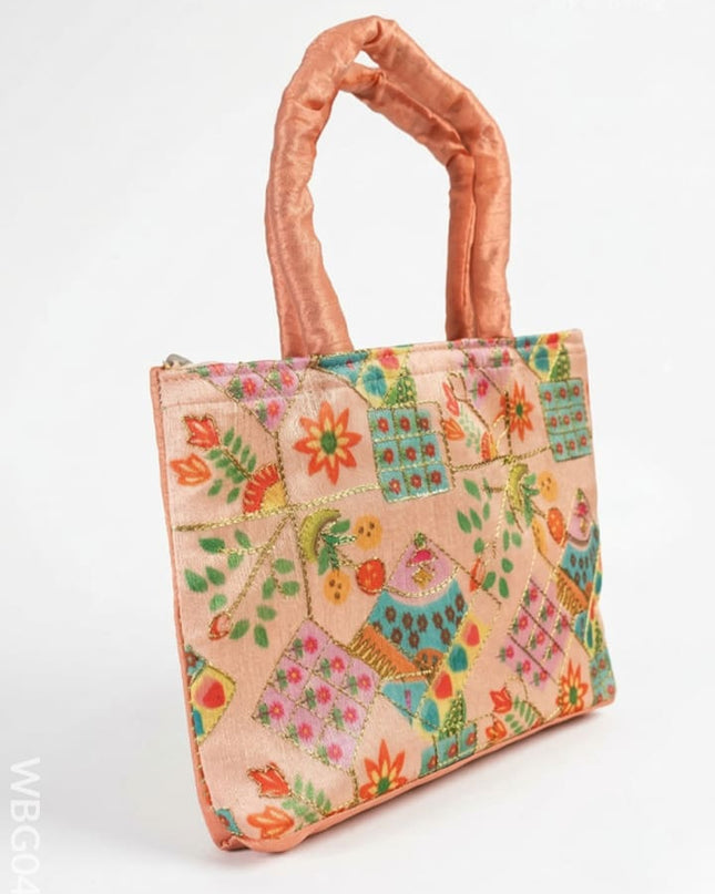 Printed Raw silk Hand Bag - WBG0439 - Hand Bags