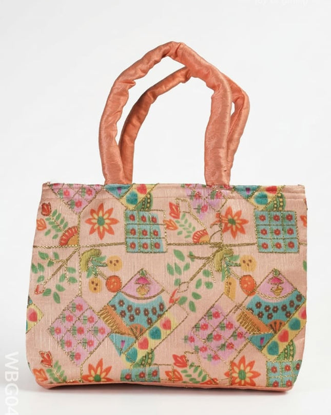 Printed Raw silk Hand Bag - WBG0439 - Hand Bags