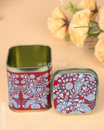 Printed Tin Box - Kalamkari Design - WBG1701-1 Tin Jars & Boxes RG