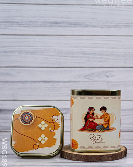 Printed Tin box - Raksha Bandhan Design - WBG1890 - Tin Jars & Boxes RG
