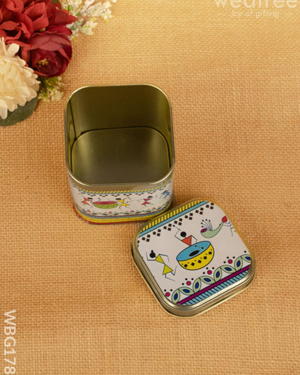 Printed Tin box - Warli Design - WBG1785 - Tin Jars & Boxes RG