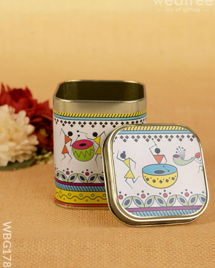 Printed Tin box - Warli Design - WBG1785 - Tin Jars & Boxes RG