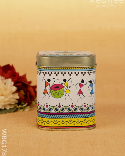 Printed Tin box - Warli Design - WBG1785 - Tin Jars & Boxes RG