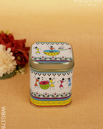 Printed Tin box - Warli Design - WBG1785 - Tin Jars & Boxes RG