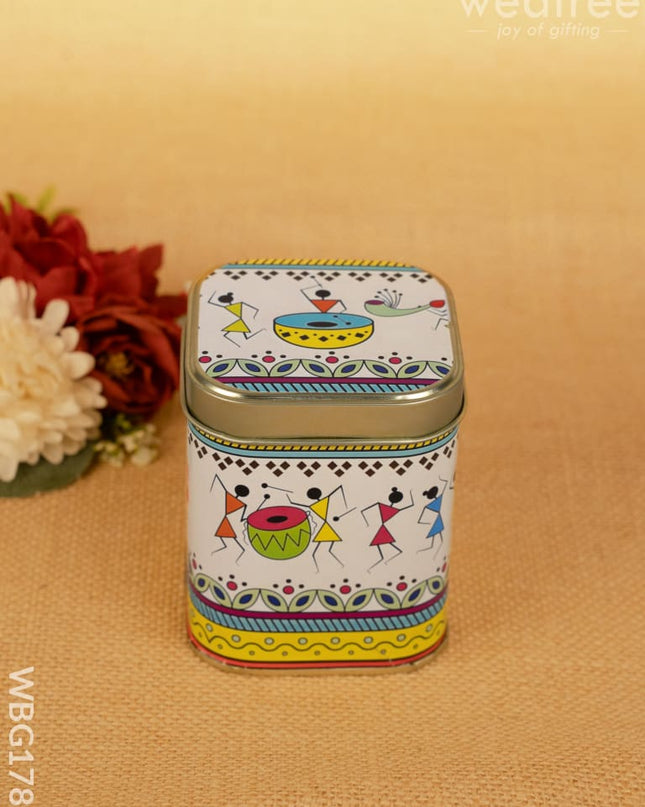 Printed Tin box - Warli Design - WBG1785 - Tin Jars & Boxes RG