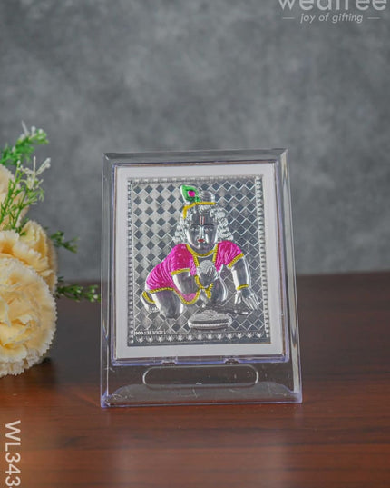 Silver Krishna Photoframe With Stand - Wl3434 German Photo Frame