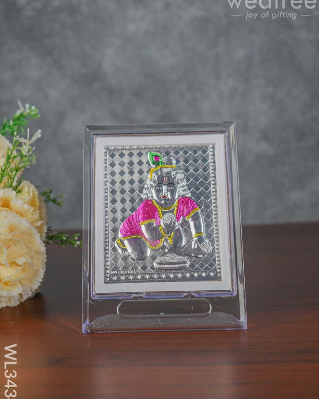 Silver Krishna Photoframe With Stand - Wl3434 German Photo Frame
