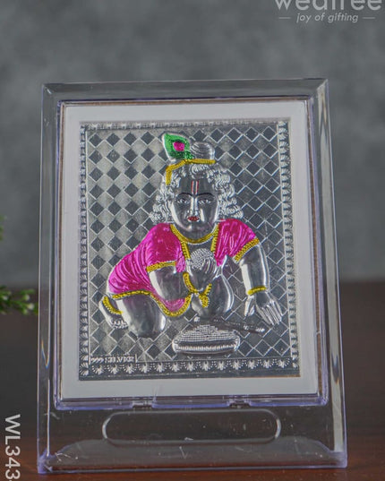 Silver Krishna Photoframe With Stand - Wl3434 German Photo Frame