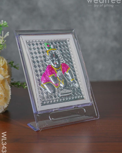 Silver Krishna Photoframe With Stand - Wl3434 German Photo Frame