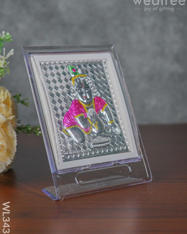 Silver Krishna Photoframe With Stand - Wl3434 German Photo Frame