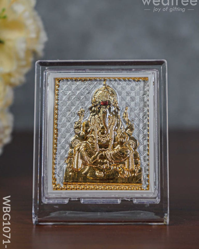 German Silver Plated Ganesha Photoframe (3.5 Inch) With Stand - Wbg1071-3 Photo Frame