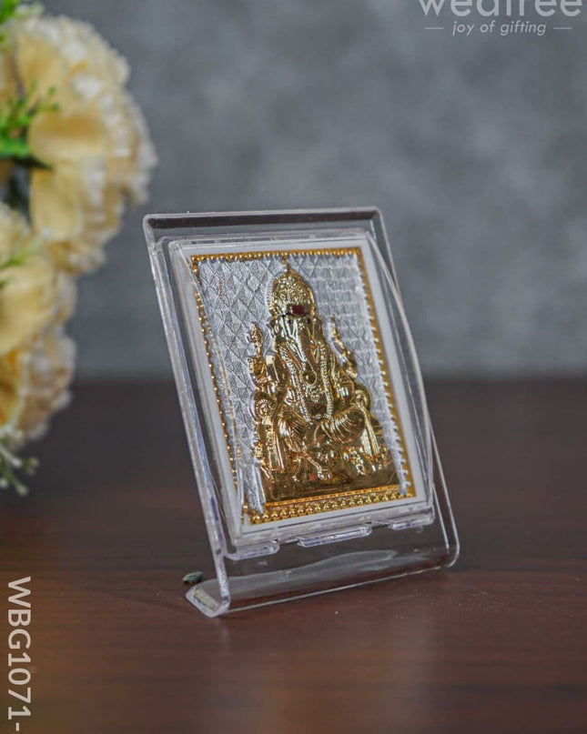 German Silver Plated Ganesha Photoframe (3.5 Inch) With Stand - Wbg1071-3 Photo Frame