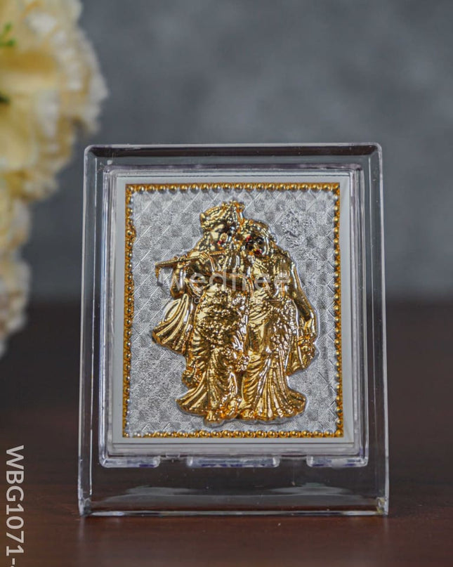 German Silver Plated Radha Krishna Photoframe (3.5 Inch) With Stand - Wbg1071-4 Photo Frame