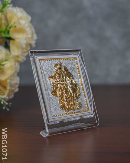 German Silver Plated Radha Krishna Photoframe (3.5 Inch) With Stand - Wbg1071-4 Photo Frame