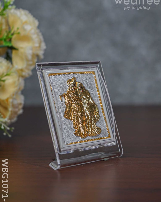 German Silver Plated Radha Krishna Photoframe (3.5 Inch) With Stand - Wbg1071-4 Photo Frame