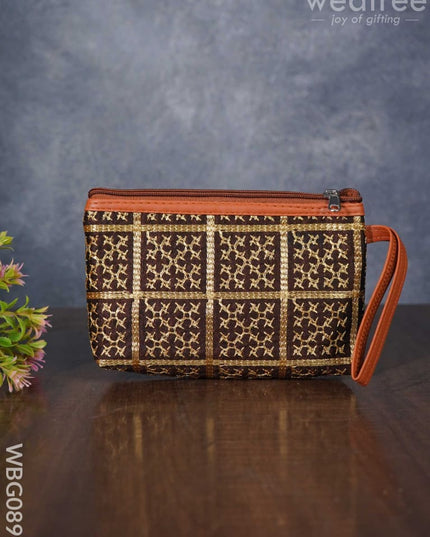 Return Gift Purse With Golden Embroidery And Faux Leather Handle - Wbg0890 Clutches & Purses