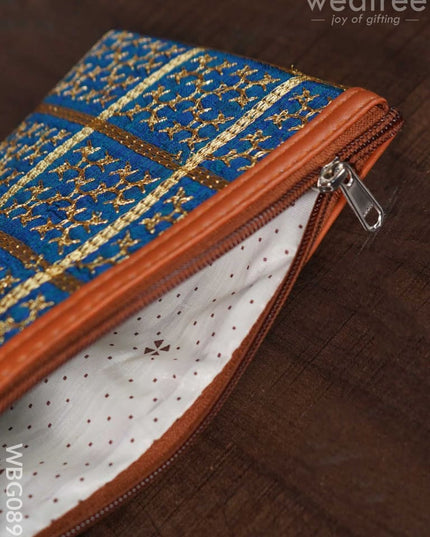 Return Gift Purse With Golden Embroidery And Faux Leather Handle - Wbg0890 Clutches & Purses