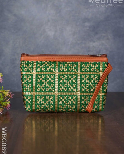 Return Gift Purse With Golden Embroidery And Faux Leather Handle - Wbg0890 Clutches & Purses
