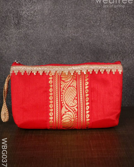 Purse With Mango Zari And Golden Lace - Wbg0373 Clutches & Purses