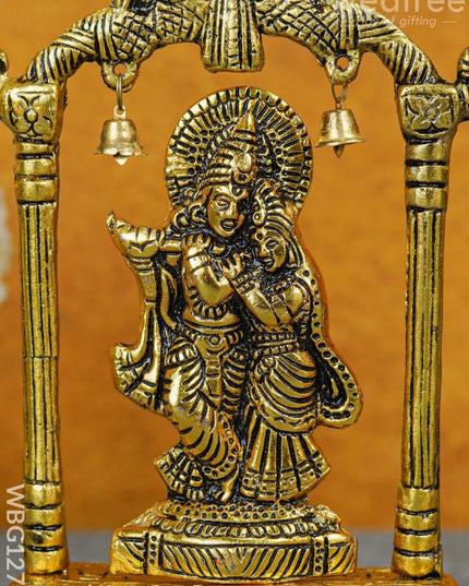 White Metal Radha-Krishna Arch With Bells - Wbg1274 Metal Figurine