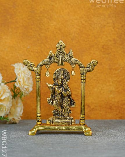 White Metal Radha-Krishna Arch With Bells - Wbg1274 Metal Figurine