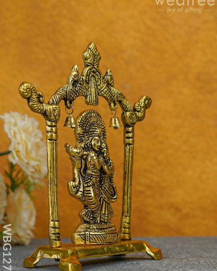 White Metal Radha-Krishna Arch With Bells - Wbg1274 Metal Figurine