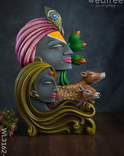 Radha Krishna Idol With Deer - Wl3162 2 Showpieces