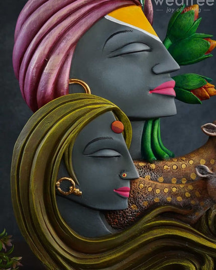 Radha Krishna Idol With Deer - Wl3162 Showpieces