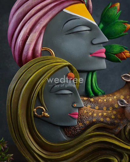 Radha Krishna Idol With Deer - Wl3162 Showpieces