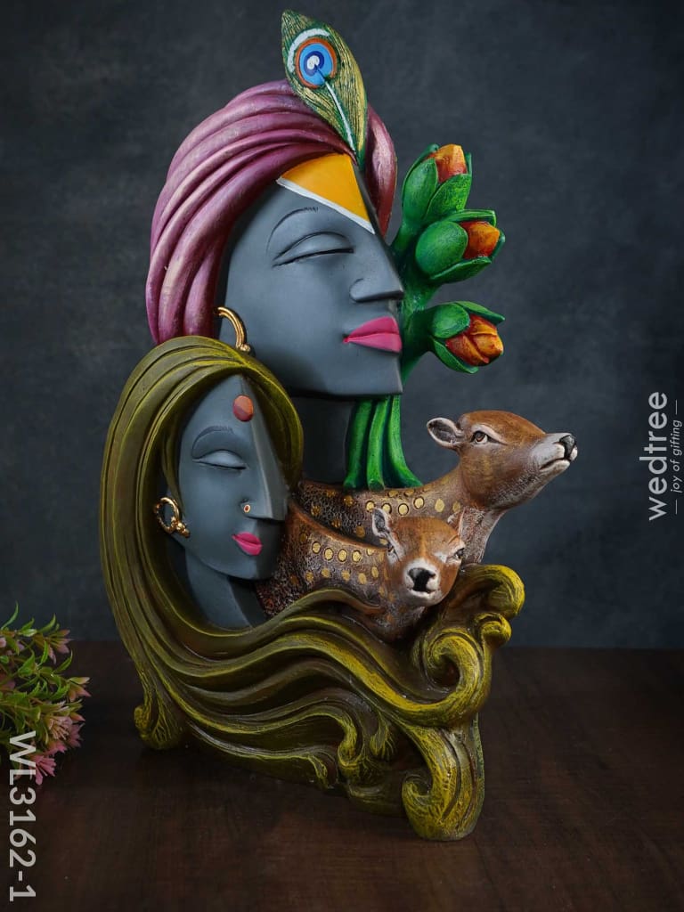 Radha Krishna Idol With Deer - Wl3162 Showpieces