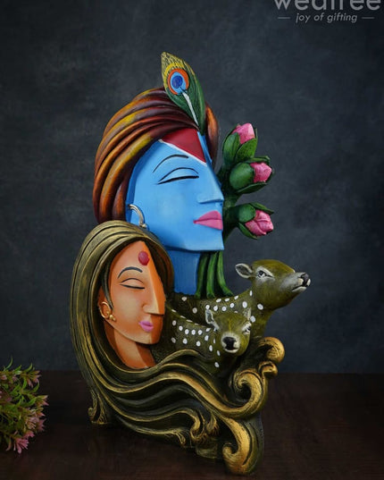 Radha Krishna Idol With Deer - Wl3162 Showpieces