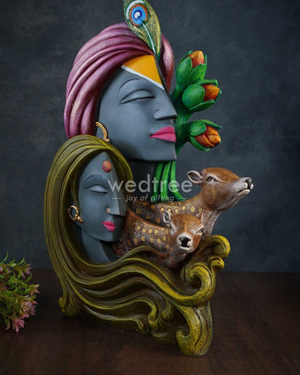 Radha Krishna Idol With Deer - Wl3162 Showpieces