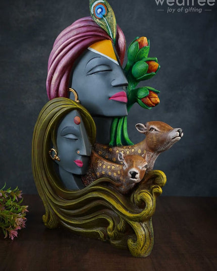 Radha Krishna Idol With Deer - Wl3162 Showpieces