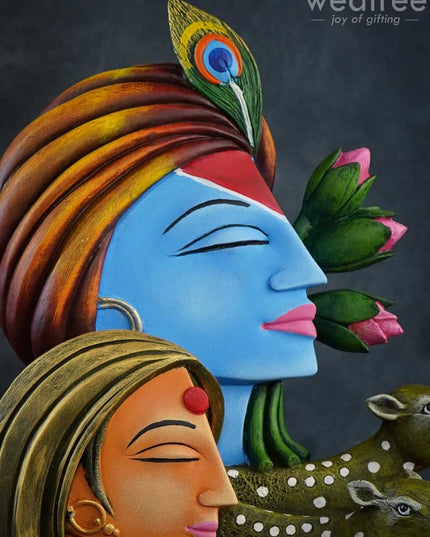 Radha Krishna Idol With Deer - Wl3162 Showpieces