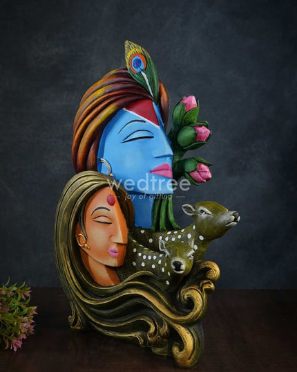 Radha Krishna Idol With Deer - Wl3162 Showpieces