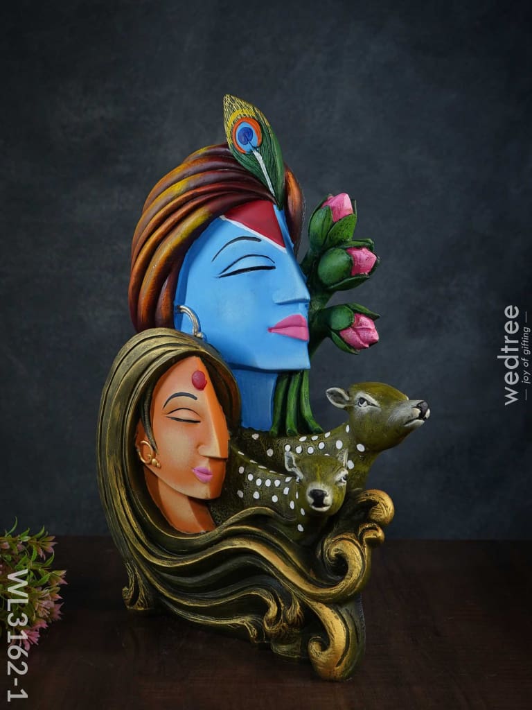 Radha Krishna Idol With Deer - Wl3162 Showpieces
