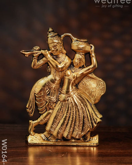 White Metal Radha Krishna Matki - W0164 Golden Finish Divine Figurines