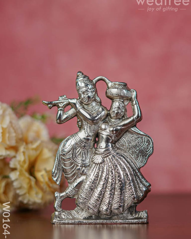 White Metal Radha Krishna Matki - W0164 Silver Finish Divine Figurines