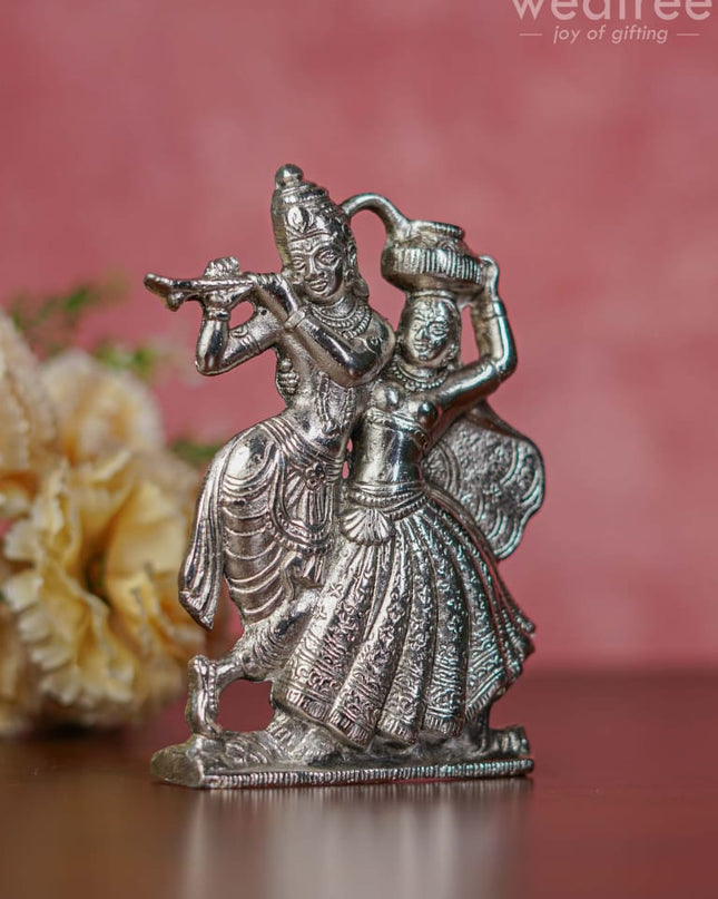 White Metal Radha Krishna Matki - W0164 Divine Figurines