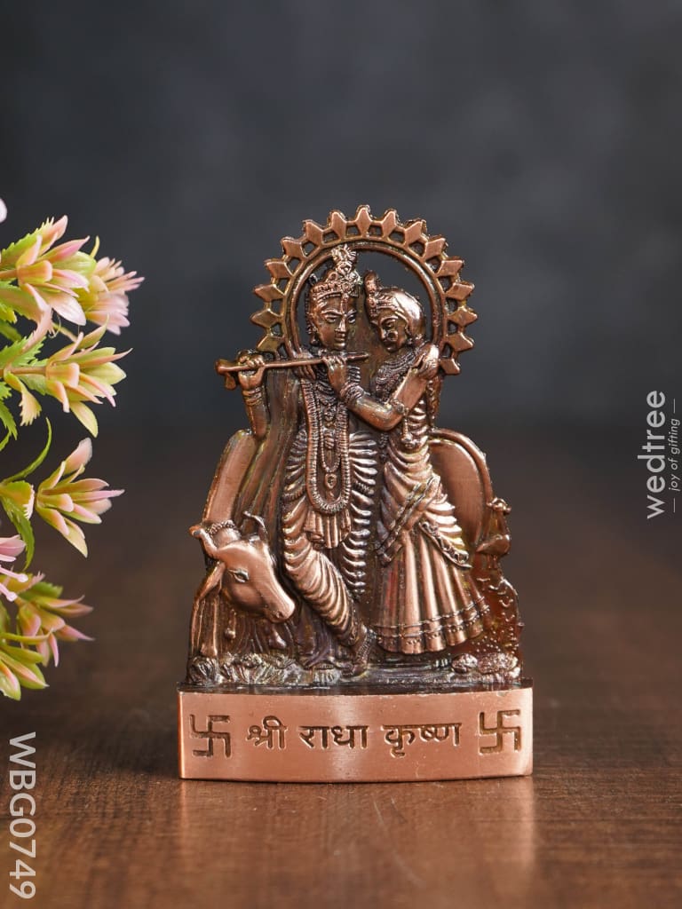 Radha Krishna Murthi Big - Copper Antique Finish Wbg0749 Divine Figurines