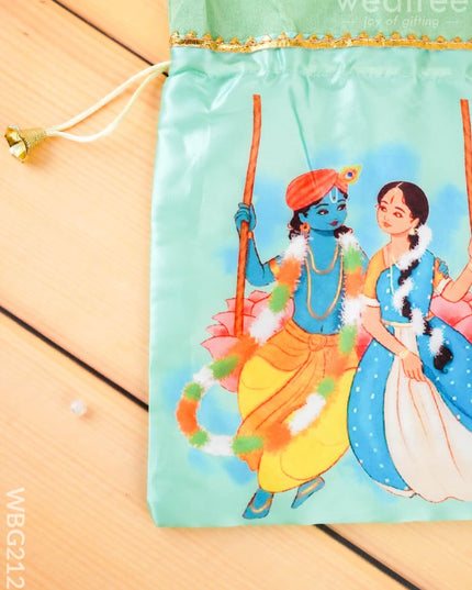 Radhakrishna Print String Bag - 10x8 inch - WBG2121 - String Bags