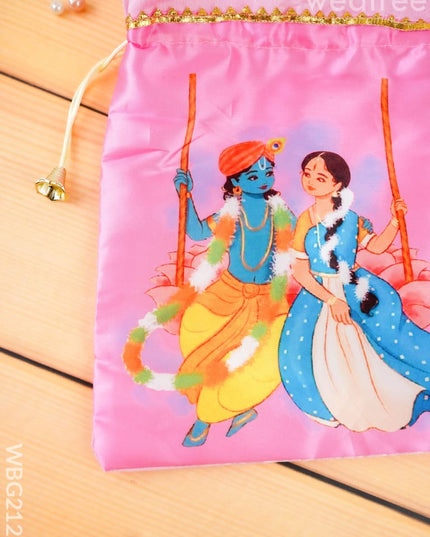 Radhakrishna Print String Bag - 10x8 inch - WBG2121 - String Bags